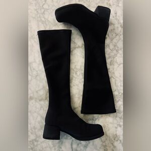 1990s Vintage Nylon Stretch Knee High Boot